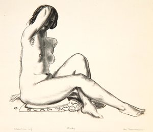 Çıplak Çalışma, Çiçekli Bir Minderde Oturan Kız, 1923-24